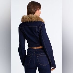 DIVA Denim SET With Faux Fur XL JACKET sz 15 Denim